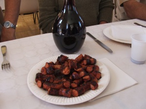 sausages and as much wine as you can drink included in the price